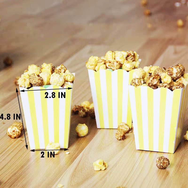 Image of Movie Night Popcorn Paper Boxes,Vertical Pattern Dot Wave Color Fashion Vintage Retro Party Design Red & White Colored Nostalgic Carnival Stripes Bags & Tubs (2X 2.8 x 4.8 Inch) (Pink ~ 24 Pack)