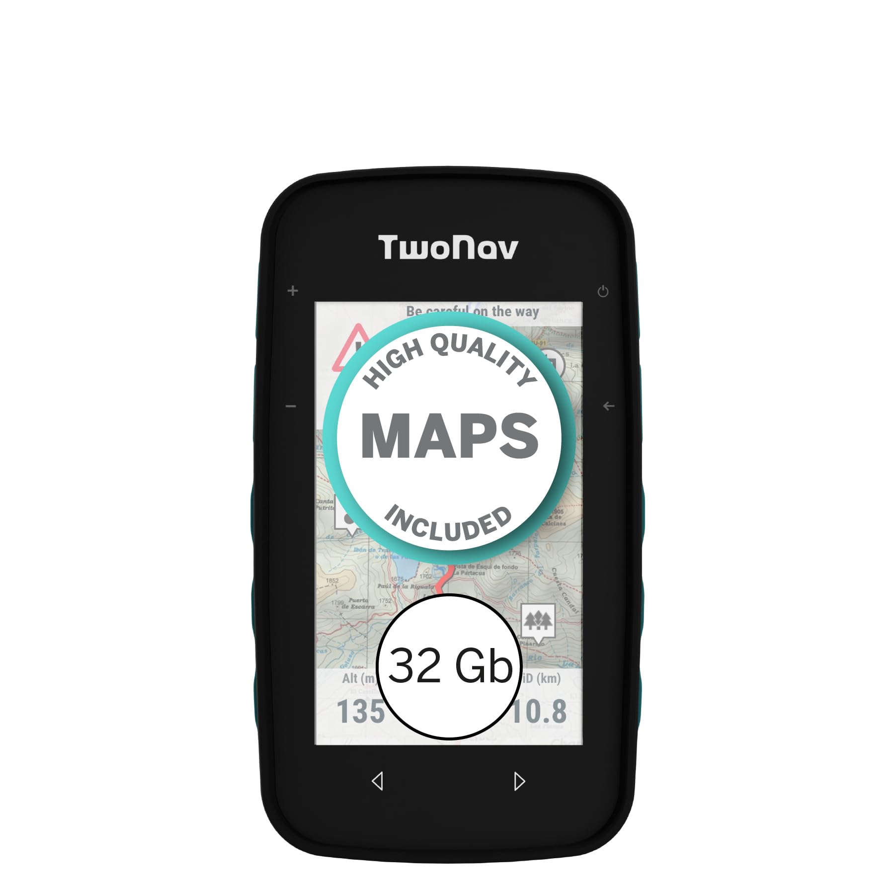 TwoNavCross Plus (32 GB), GPS bike computer with 3.2-inch screen for MTB, cycling, trekking or hiking with maps included. Colour Turquoise