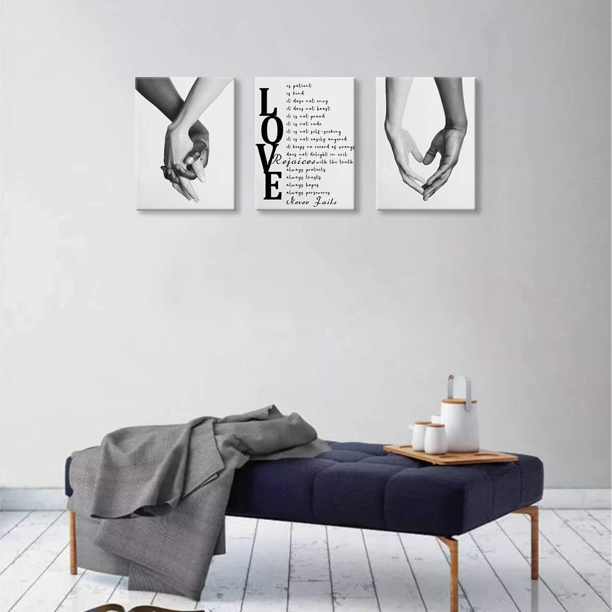 Canvas Wall Art for Bedroom Black and White Wall Art Decor for Home Walls Black Art Paintings for Wall Pictures for Bedroom Wall Decor for Couples 3 Pieces Canvas Art Wall Decor Set 12x16inchx3pcs