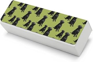 Black Labrador Dogs Novelty Eyeglass Cases Hard Shells Glasses Holder | Funny Protector Box with Cleaning Cloth Fits Most Glasses