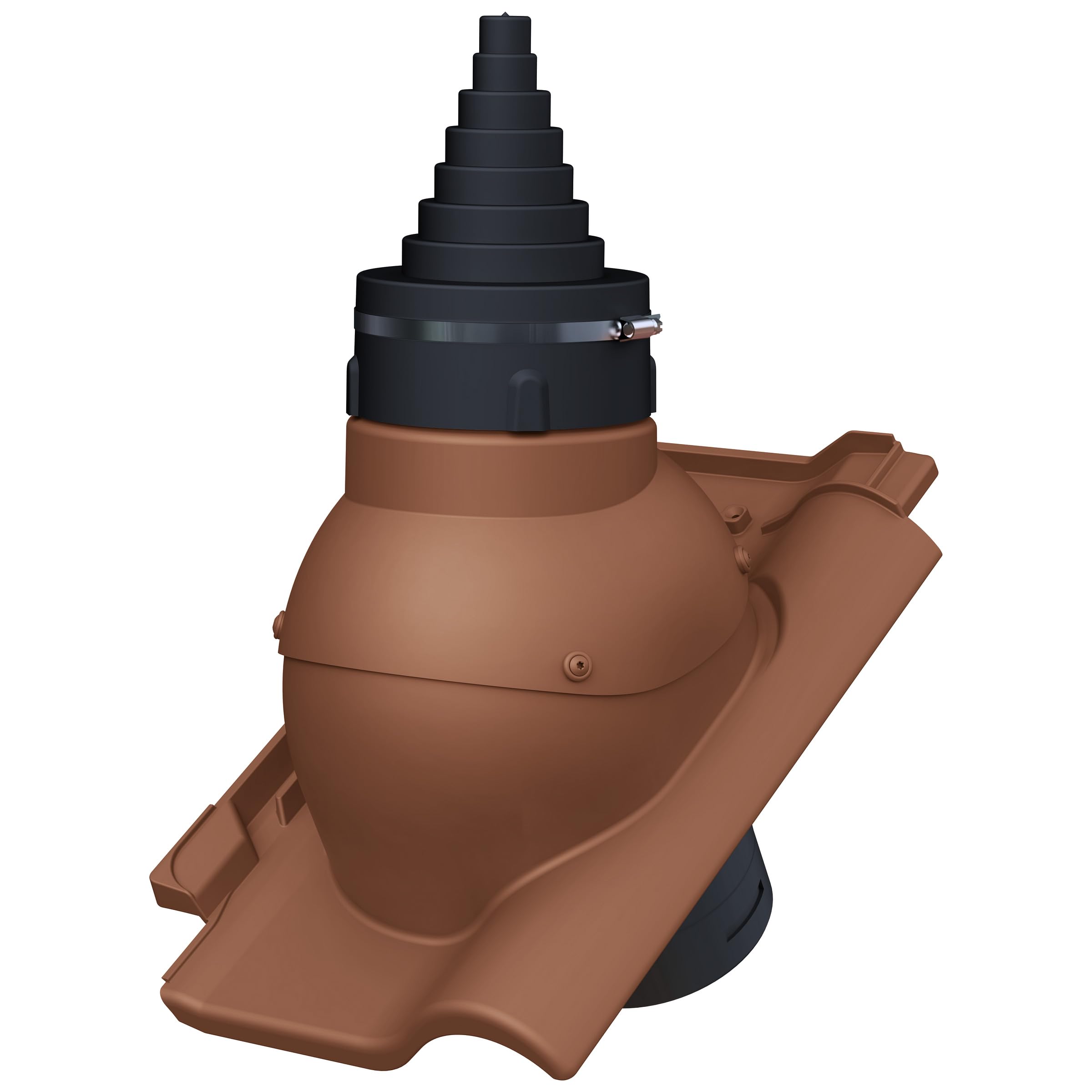 Cubierta para mástiles Ø19–90 mm Cobert Rubin 13V para Antena de TV satélite pararrayos comunicación Paso de Cubierta con Junta EPDM (RAL 8004 - Rojo Ladrillo)