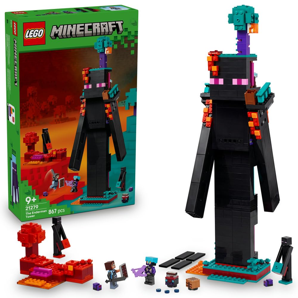 LEGO Minecraft Wieża Endermana 21279 | budowla Minecraft, zestaw z mobami, prezent dla fana Minecrafta 9+, 867 elementów