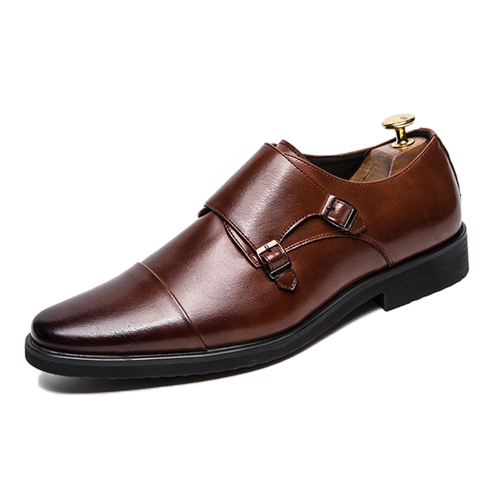 Uomini Mocassini Monk Scarpe Eleganti da Cerimonia in Pelle PU Doppio Monaco Scarpe da Cinturino