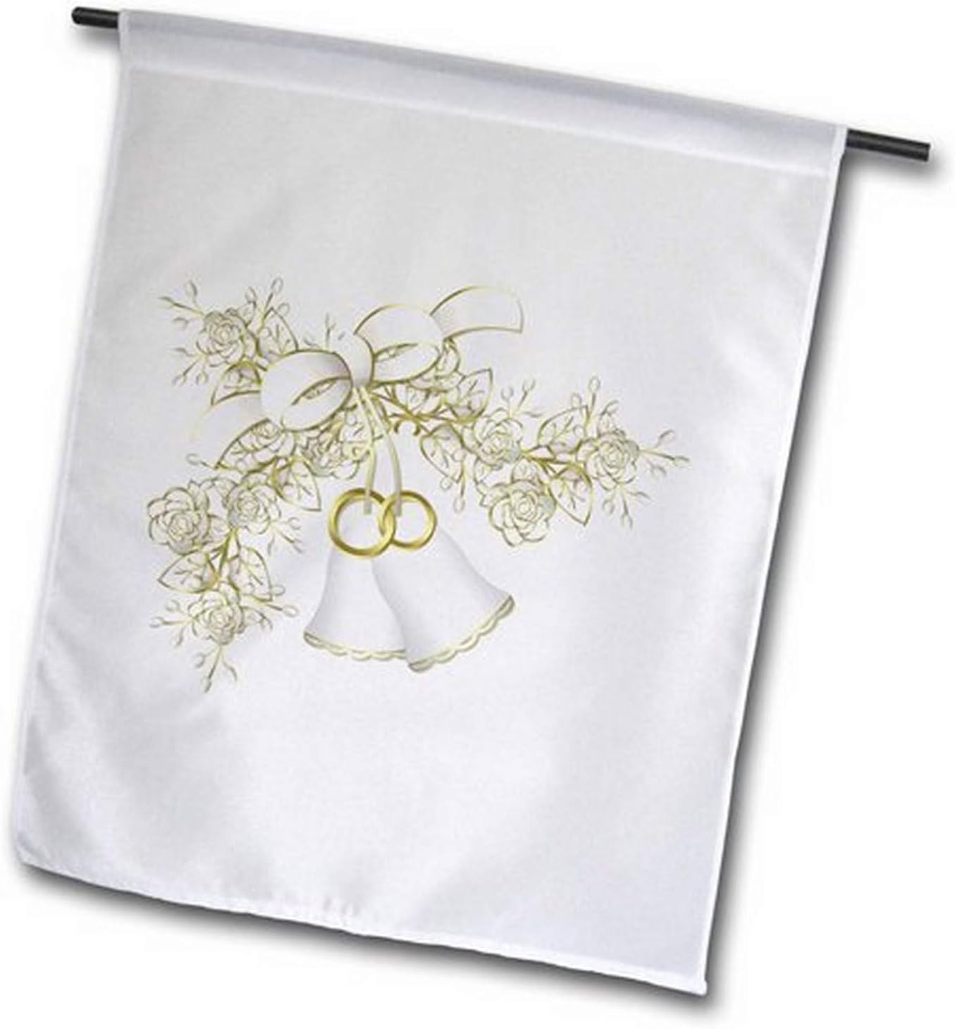 3dRose fl_124264_2 Wedding Bells and Flowers Garden Flag, 18 by 27"