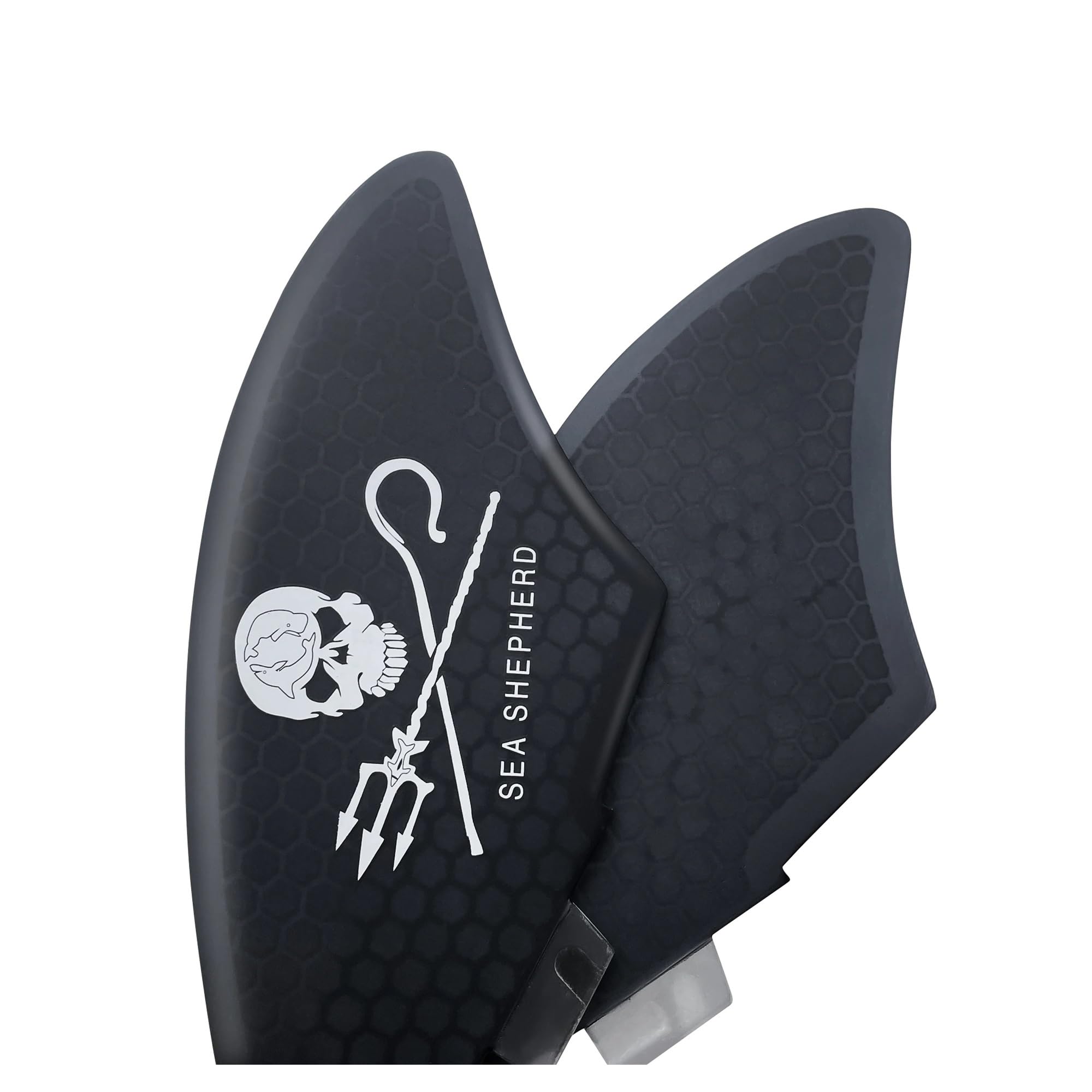 Quillas de Surf Twin Keel de una y Dos pestañas - Juego de quillas Dobles de Fibra de Vidrio con Panal, Tornillos y Llave for quillas(FC2-Skull)