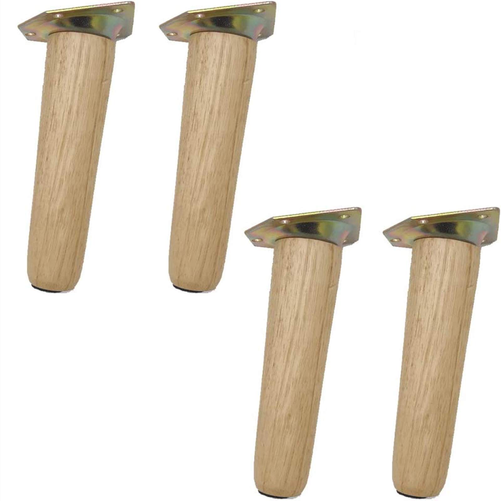 Solid Wood Table Legs Tapered,Tilt Replacement Furniture Leg,Round Oak Coffee Dining Table Sofa Feet,TV Cabinet Cupboard Ottoman Loveseat Dresser Chair DIY Increase Accessories,Set of 4 (15cm/5.9")
