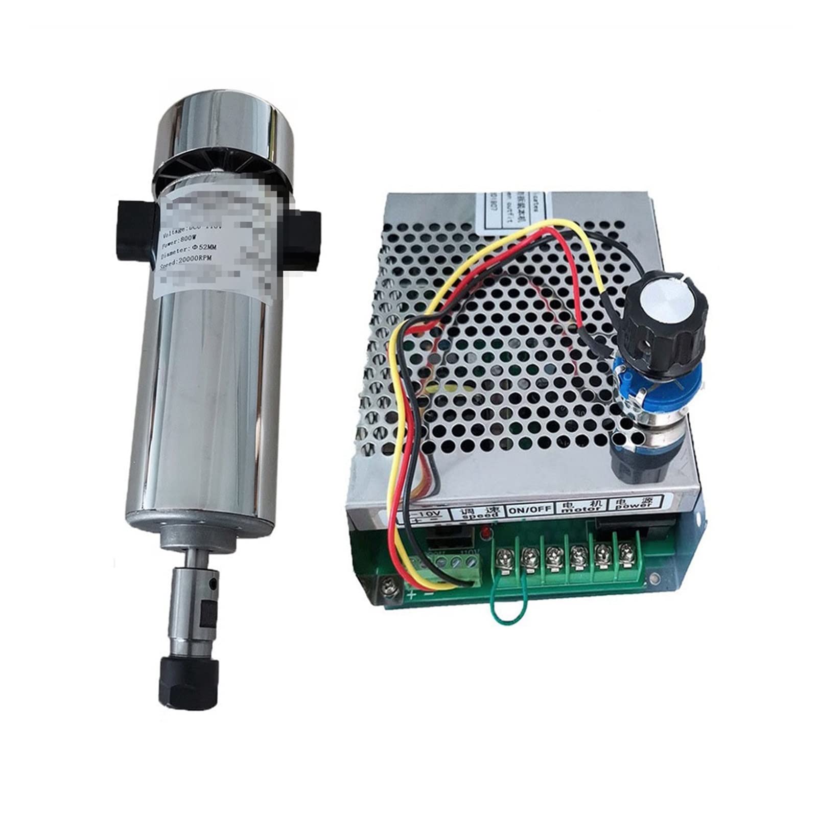 Lloopk Package 4 Spindle Motor, Air Cooled 0.8Kw Dc110v 20000Rpm Cnc Spindlemotor Kit Er11/ Chuck 800W Spindle Motor/Power Supply Speed Governor For Engraving(Package 4)