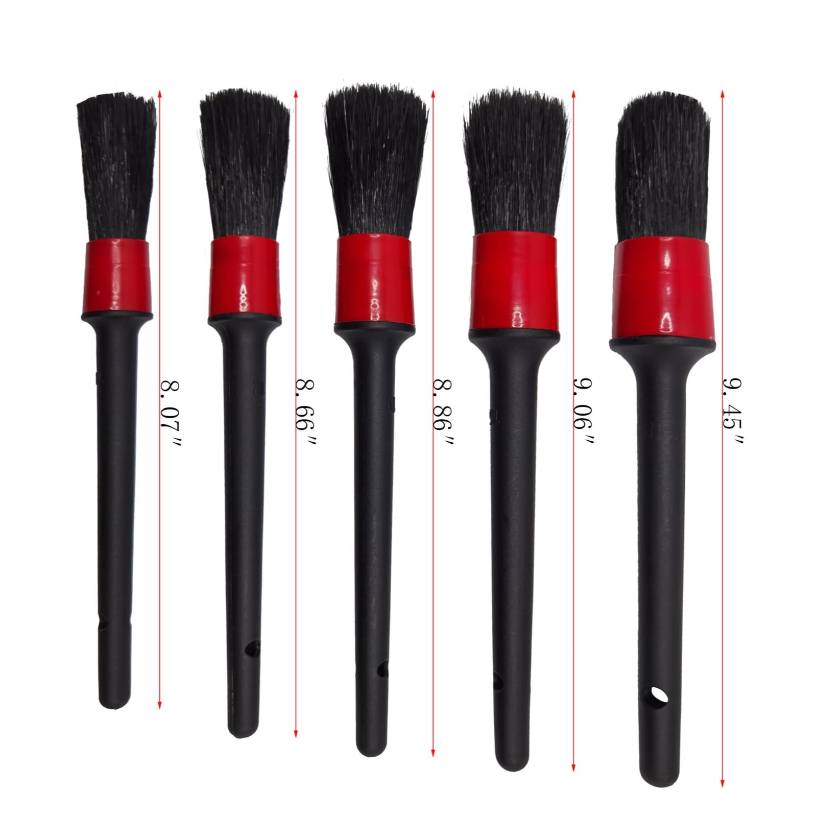 Car Detailing Brush Set of 5 - Soft Boar Hair, Car Wash Brush, Wheel Cleaner Brush, Car Dust Brush, Car Interior Leather Seat and Vent Brush, Car Detailing Kit