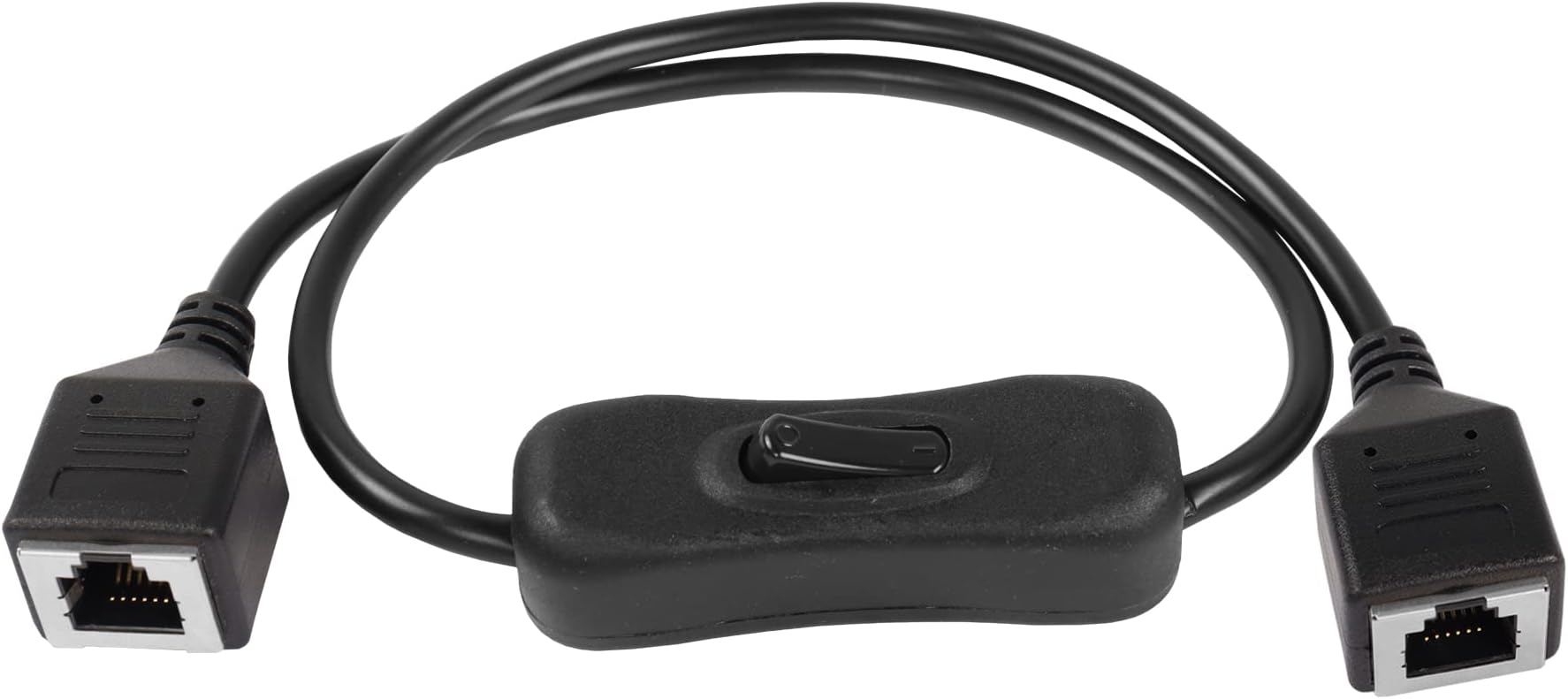 RIIEYOCA RJ12 Telephone Line Switch On/Off 6P6C Female to Female Telephone Land Line Phone Cord with Disconnect Switch, Black, 50CM/1.6Feet