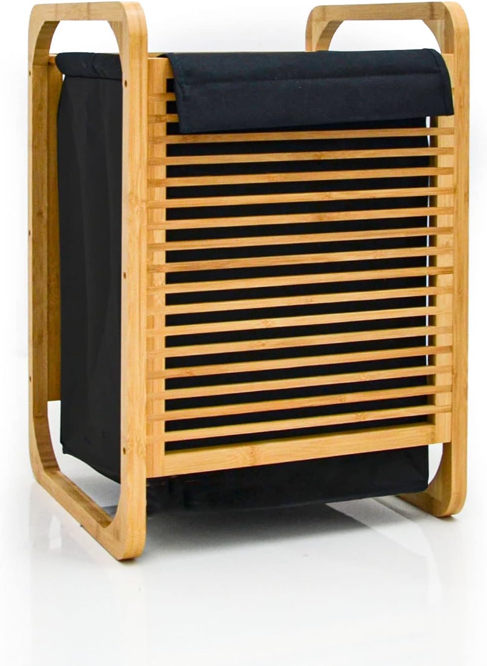 Relaxdays, Panier à Linge Naturel Avec Siège, Bois De Noyer, Tissu, H X L X P