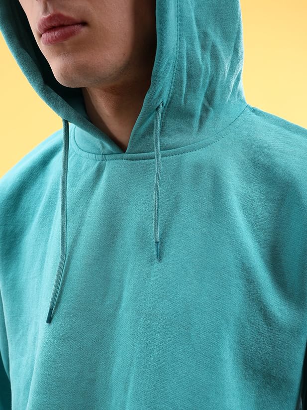 Image of The Indian Garage Co Men Regular Fit Solid Overhead Hooded Sweatshirt