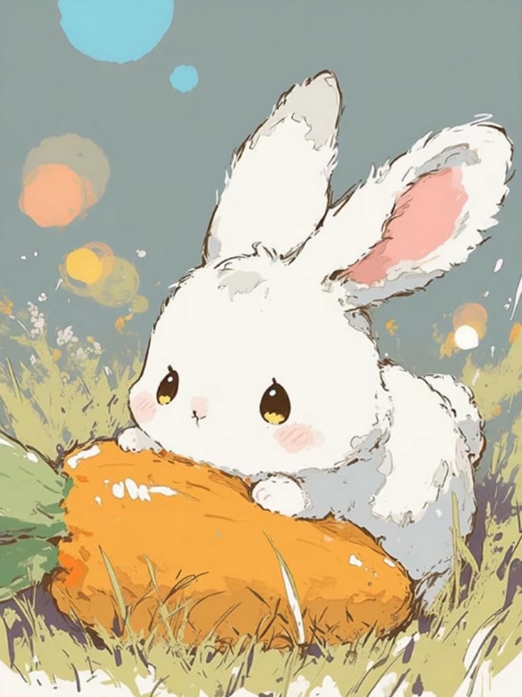 WELIWE 5D Diamond Painting Kits Cartoon Rabbit DIY Diamond Art Canvas Crystal Crafts Painting Pictures for Adults Home Wall Decor 40x50 cm