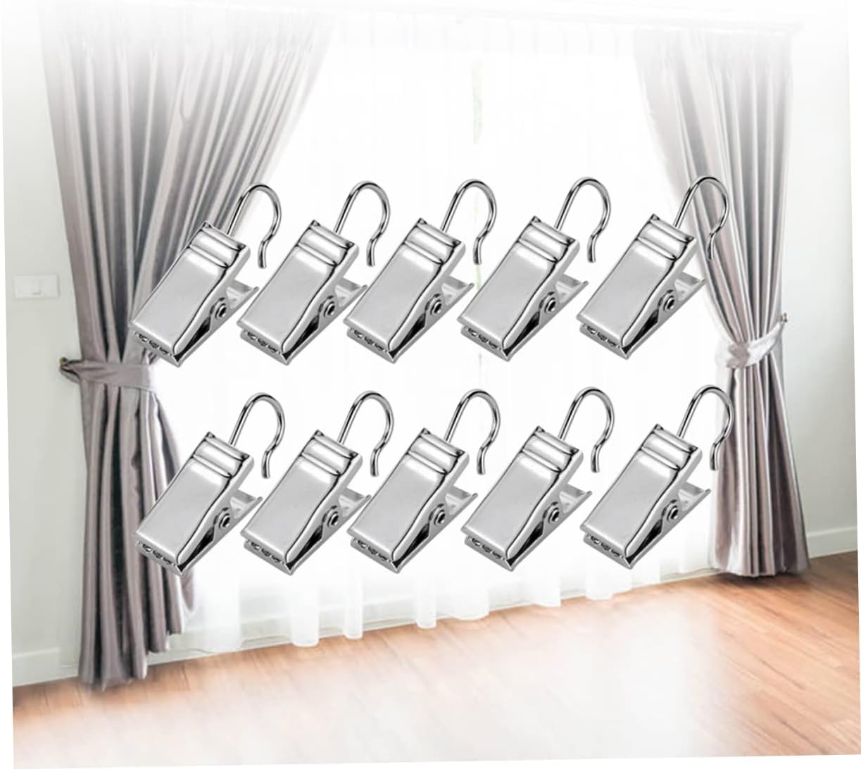 120pcs Metal Curtain Clasp Hooks Sturdy Pant Hangers Clips for Drapes Led Lights