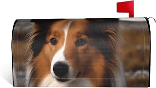 Shetland Sheepdog Mailbox Covers Welcome Magnetic Mailbox Wraps Waterproof Weather-Proof Post Letter Box Cover for Home Outdoor Garden 21x18 in