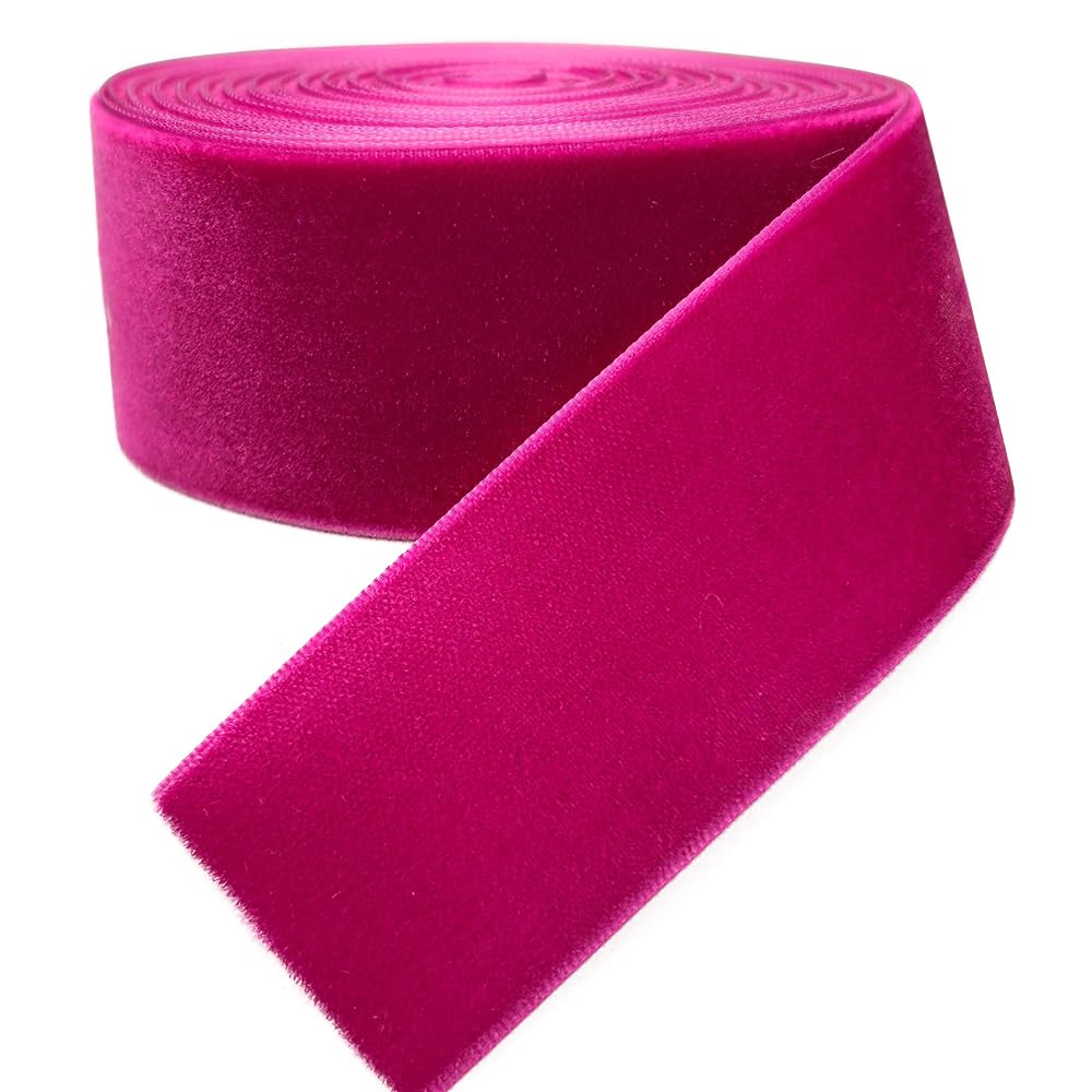 Chenkou Craft 5Yards Fuschia 1 1/2" Velvet Ribbon Bulk (Fuschia, 1 1/2"(40mm))