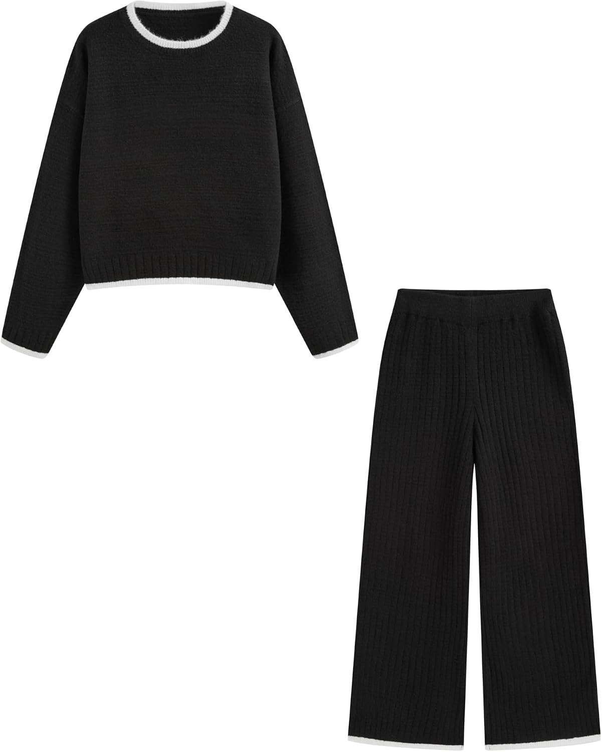 CIDER Womens Knit Two Piece Set Crew Neck Straight Leg Pants