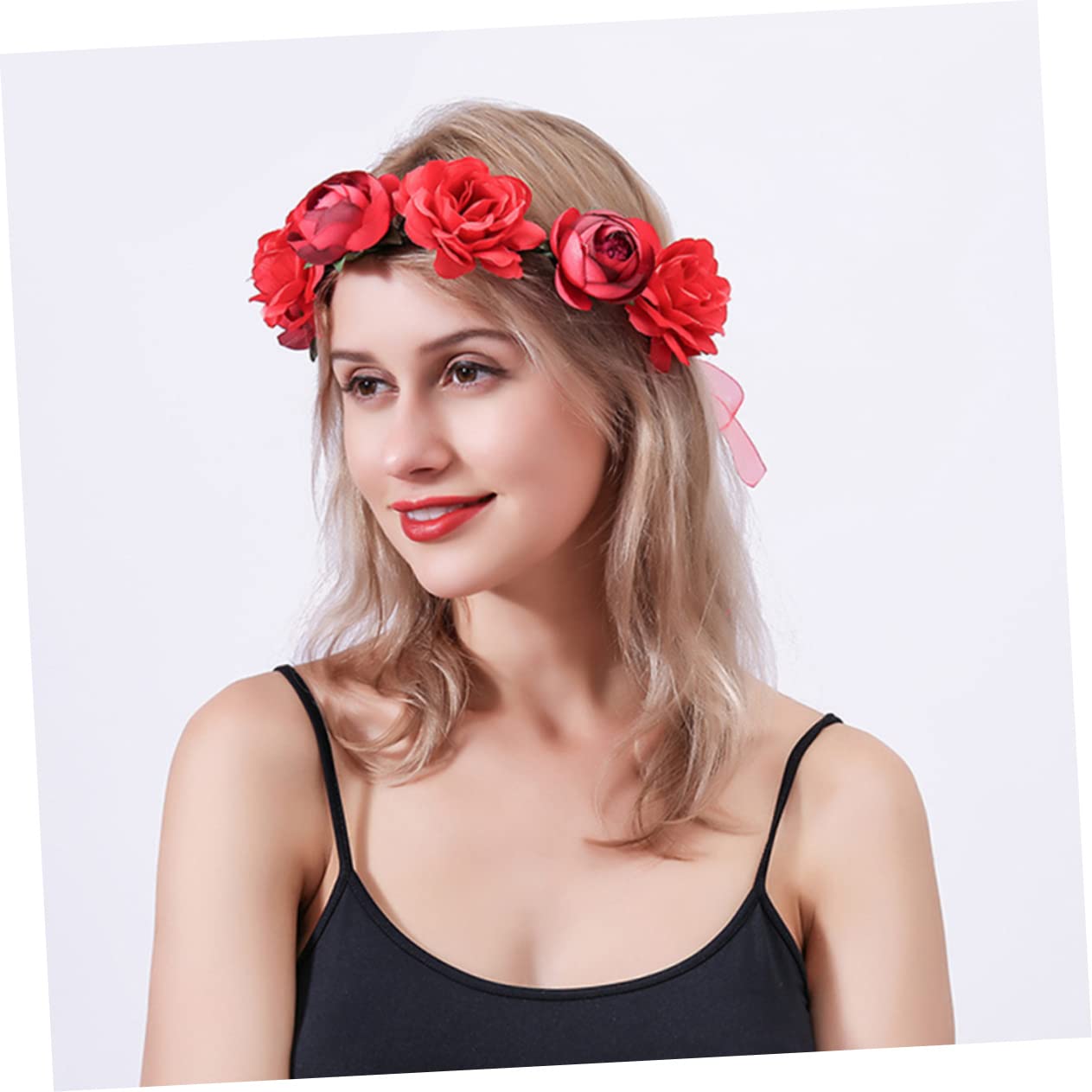 Abaodam 4piezas Diadema De Flores Artificiales Para Novia Adorno Floral Elegante Para Bodas y Fiestas Diadema De Rosa Roja Diseño Chic y Duradero Accesorio Para Ceremonias y Uso Diario