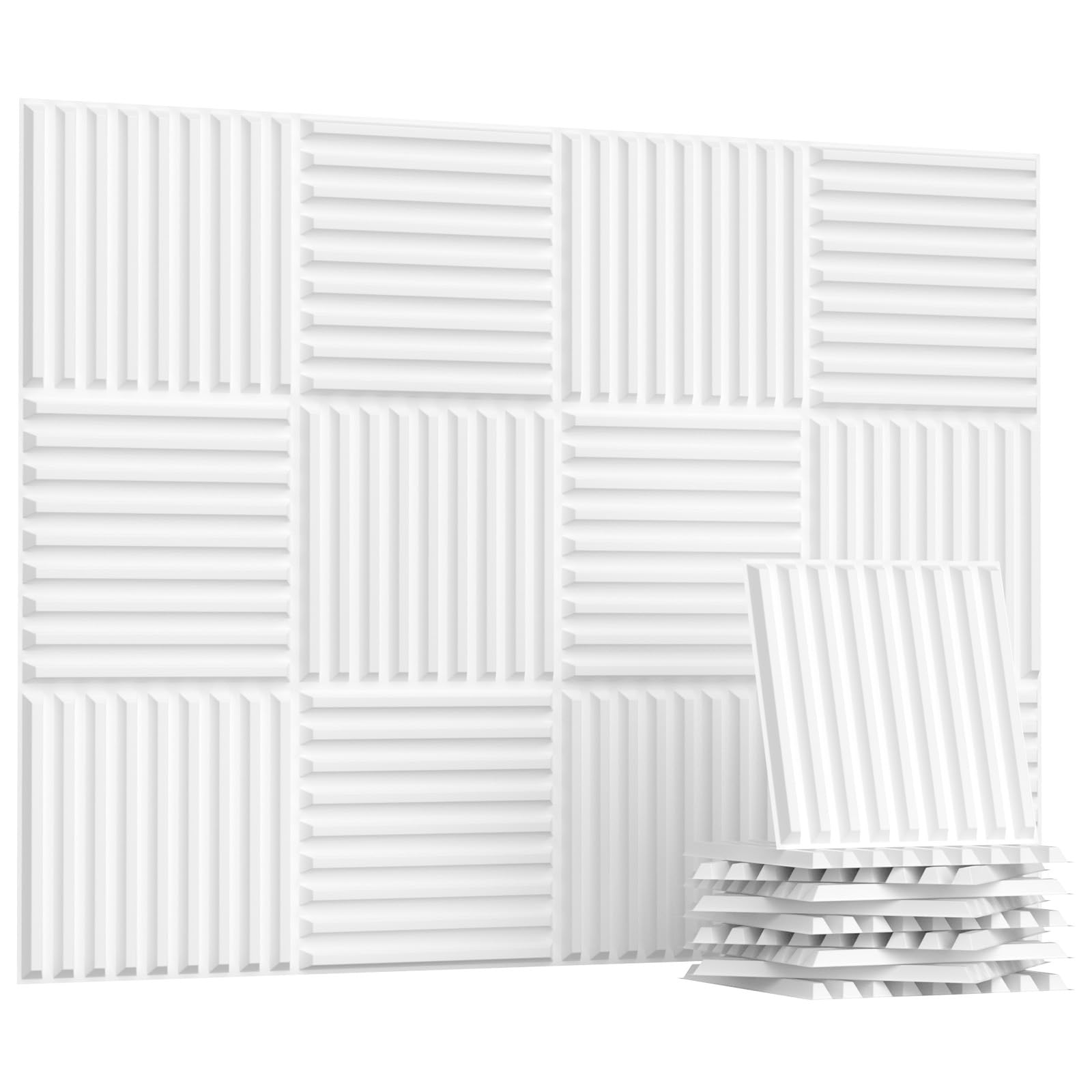 Photo 1 of ***STOCK PHOTO FOR REFERENCE ONLY***WADILE 10 Pack 3D Wall Panels Peel and Stick, 11.8"x11.8" Black PVC Decorative Wall Panels for Interior Wall Decor, Living Room, Bedroom, TV Background, Gaming Room, Home Wall Art, White