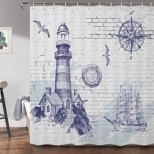 JAWO Black Shower Curtain, Shower Curtain Set with Hooks, Bathroom Accessories Fabric Bath Curtains YL027