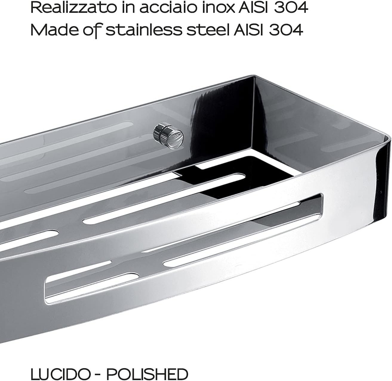 Gedy Rectangular Chrome G-Hanoi Shower Caddy 304 Stainless Steel Bathroom Organizer with Finish R&D Design 4.5 x 30 x 12.7 cm and 0.6 kg, 2 Years Warranty, Stainless Steel