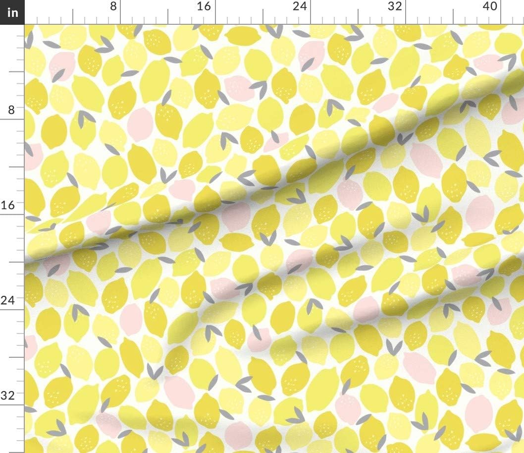 Spoonflower Fabric - Pink Lemonade Lemons Lemon Yellow Fruit Bright Summer Citrus School Printed on Petal Signature Cotton Fabric by The Yard - Sewing Quilting Apparel Crafts Decor