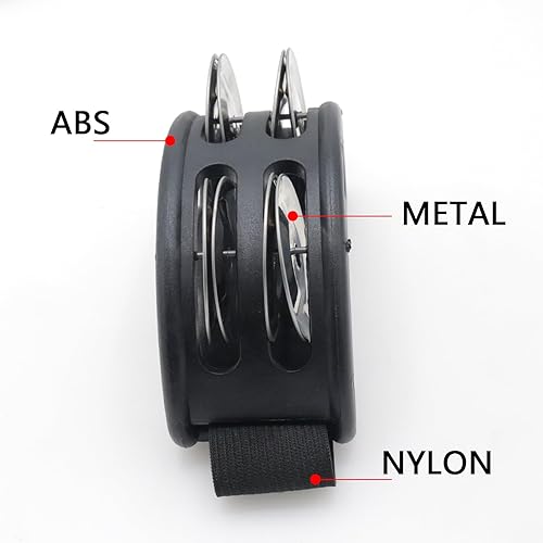 Miniatura 4 de Panderetas de pie negro, paquete de 2 vibradores de percusión de pies, instrumentos de percusión musical de pandereta para adultos, uso con guitarra