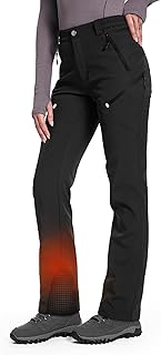 Women's-Fleece-Lined-Hiking-Pants Snow-Ski-Water-Resistance-Softshell-Insulated for Winter with 5 Pockets