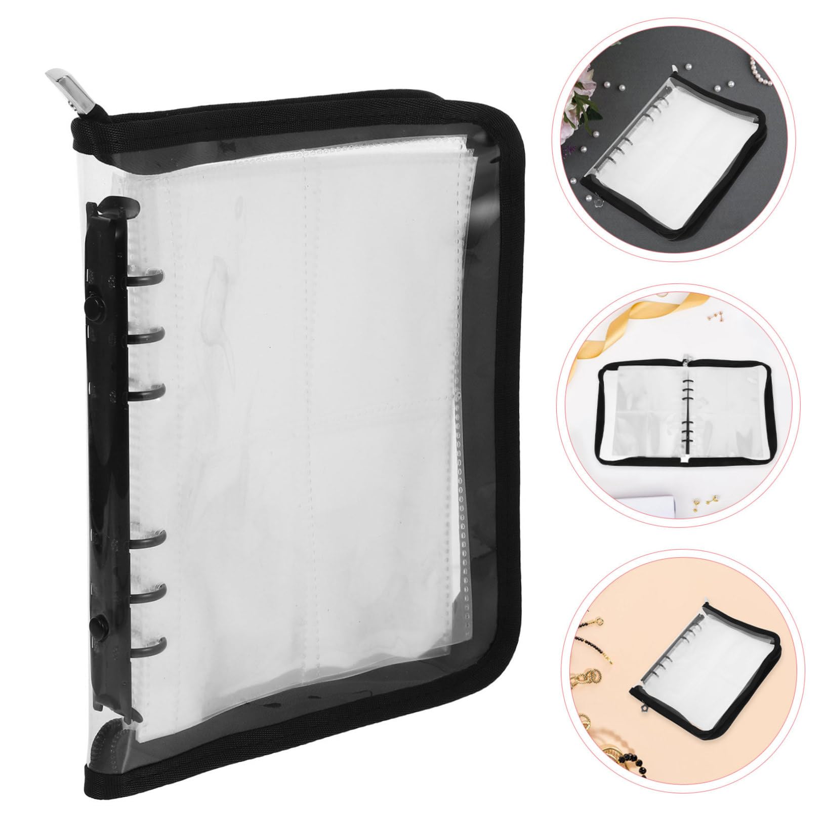 minkissy Earring Holder Organizer Jewelry Storage Book 50 Pockets Portable Necklace Organizer Zipped Jewelry Storage Bag