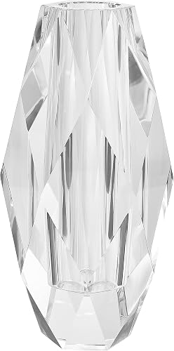 Crystal Vase for Flowers 12", Multi-Faceted Design Vase Christmas Decorations for Home Wedding or Gift, Transparent Color with Gift Box