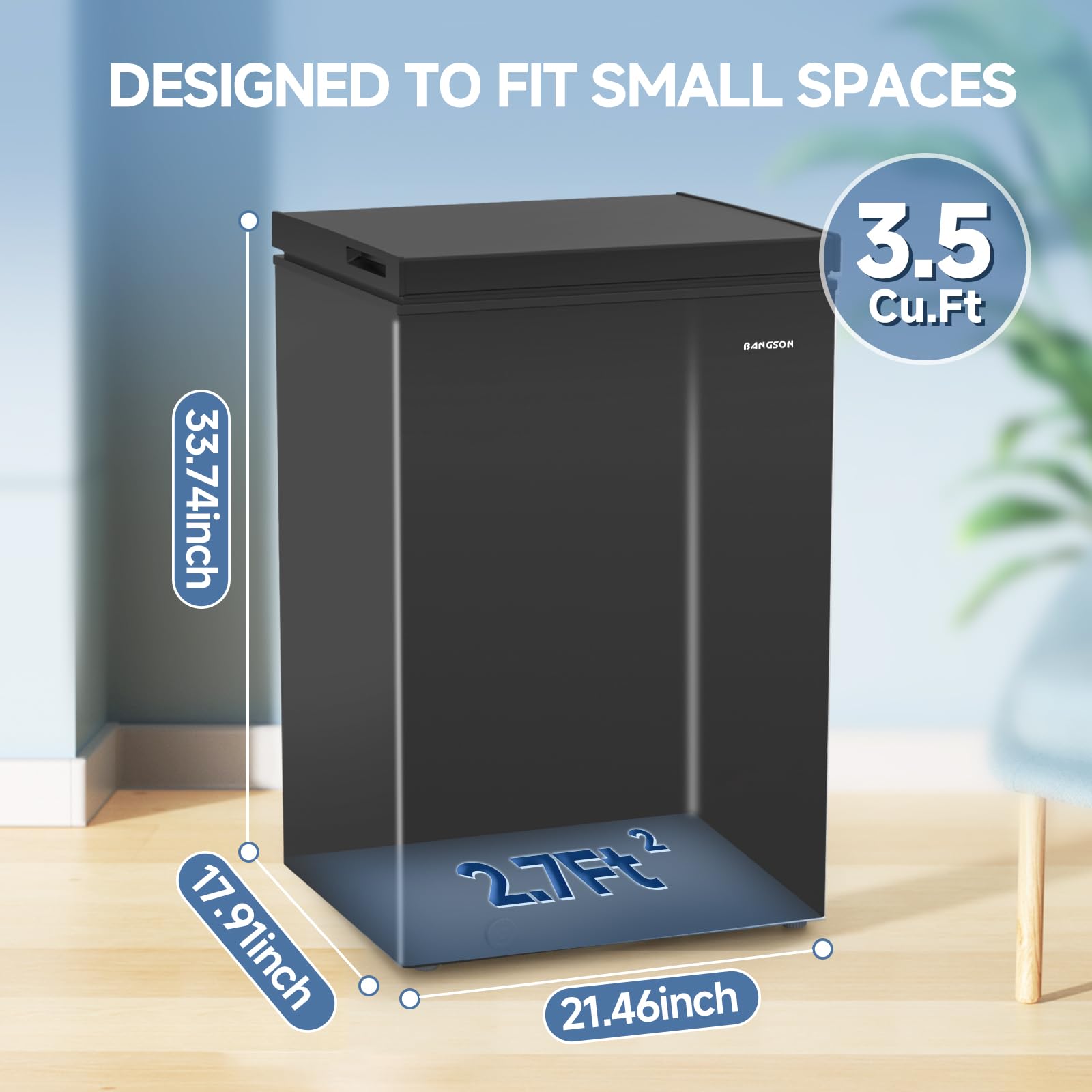 BANGSON 3.5 Cu.Ft Chest Freezer, Compact Deep Freezer with Removable Basket, Adjustable Thermostat, Energy-Saving, Quiet Mini Freezer for Home/Dorm/Apartment/Garage,Black on Fridge.com
