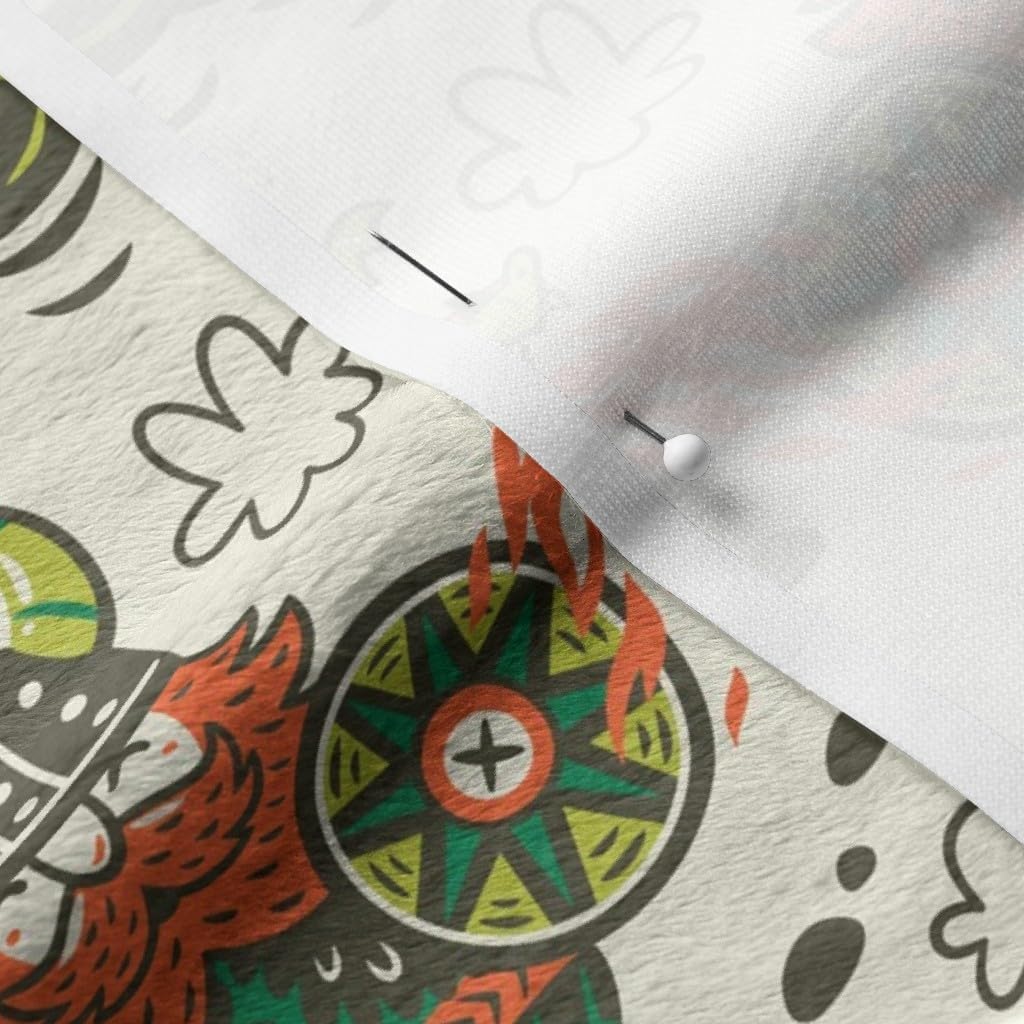 Spoonflower Fabric - Viking Dragon Animal Boy Ship Green Orange Illustration Fantasy Printed on Minky Fabric by The Yard - Sewing Baby Blankets Quilt Backing Plush