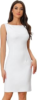 Sheath Dress for Women's Business Teacher Sleeveless Boat Neck Dressy Ca...