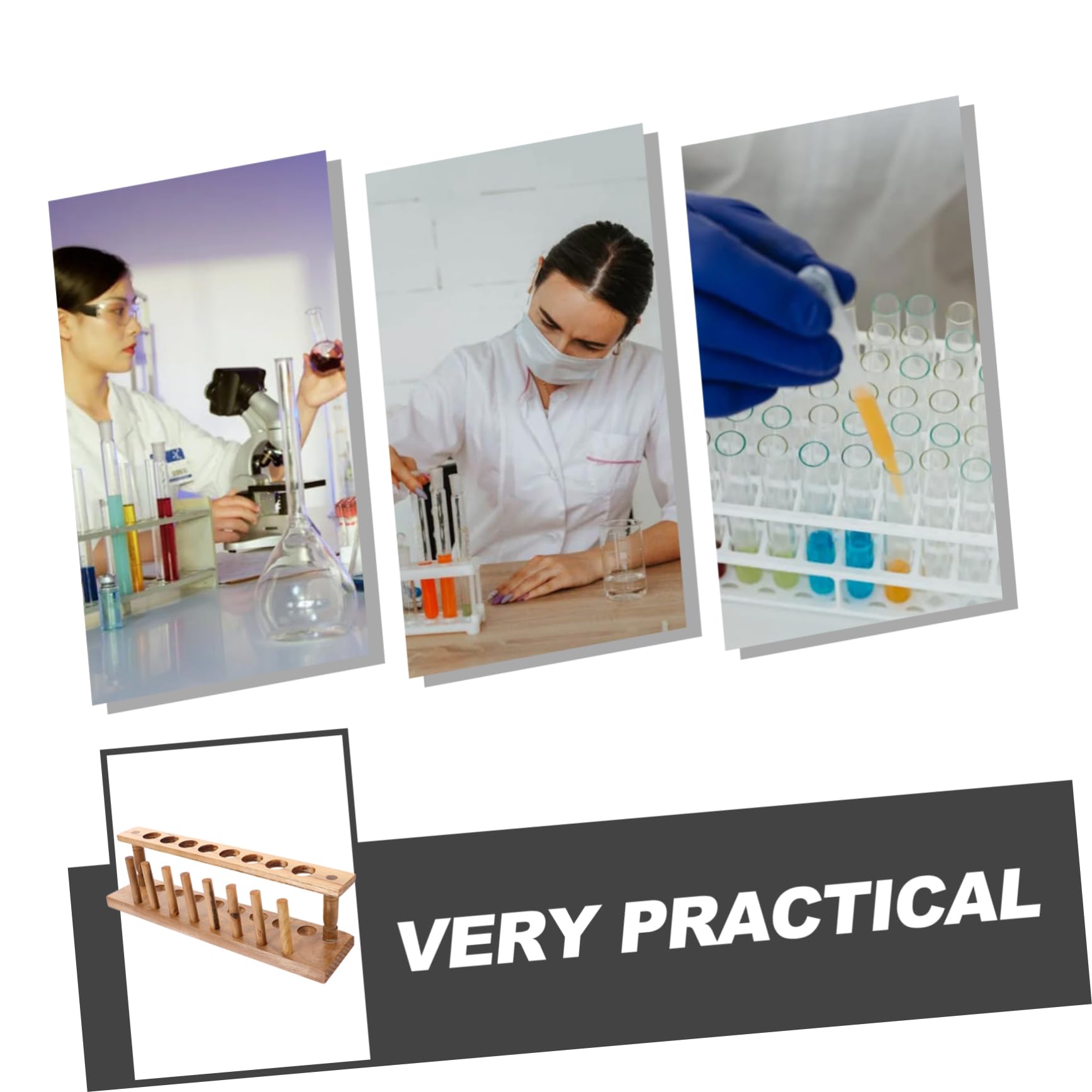 Mobestech 5stücke Holz Reagenzglas Gestell Für Reagenzgläser Stabiler Und Eleganter Aufbewahrungsständer Für Laborbedarf Und Wissenschaftliche Experimente Für Forschung Und Schulbedarf
