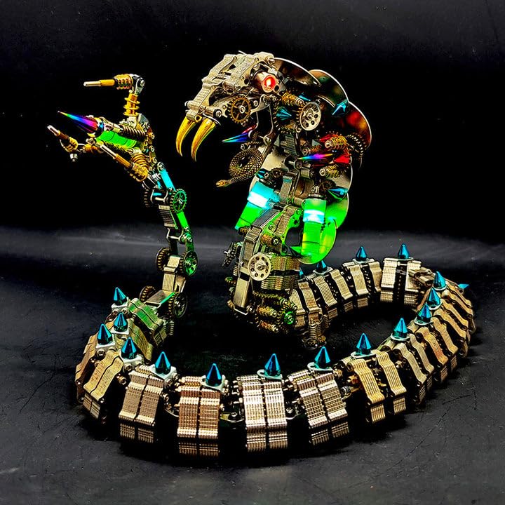 Metalkitor Metalowe puzzle 3D dla dorosłych, zestaw modeli węża kobry, steampunk, ozdoby do samodzielnego wykonania, rękodzieło, łamigłówka, idealne dekoracje pokoju i wybór na prezent (1000 + szt.)