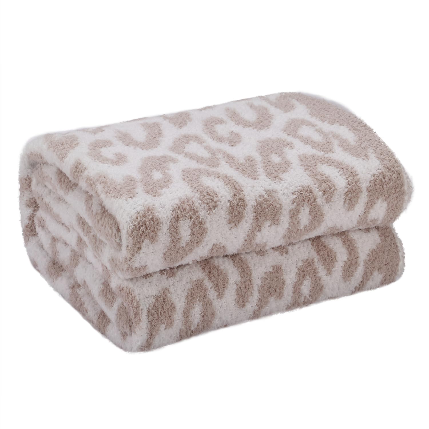 CREVENT Ultra Soft and Plush Reversible Microfiber Throw Blanket for Couch Sofa and Bed (127x152cm Leopard Beige)