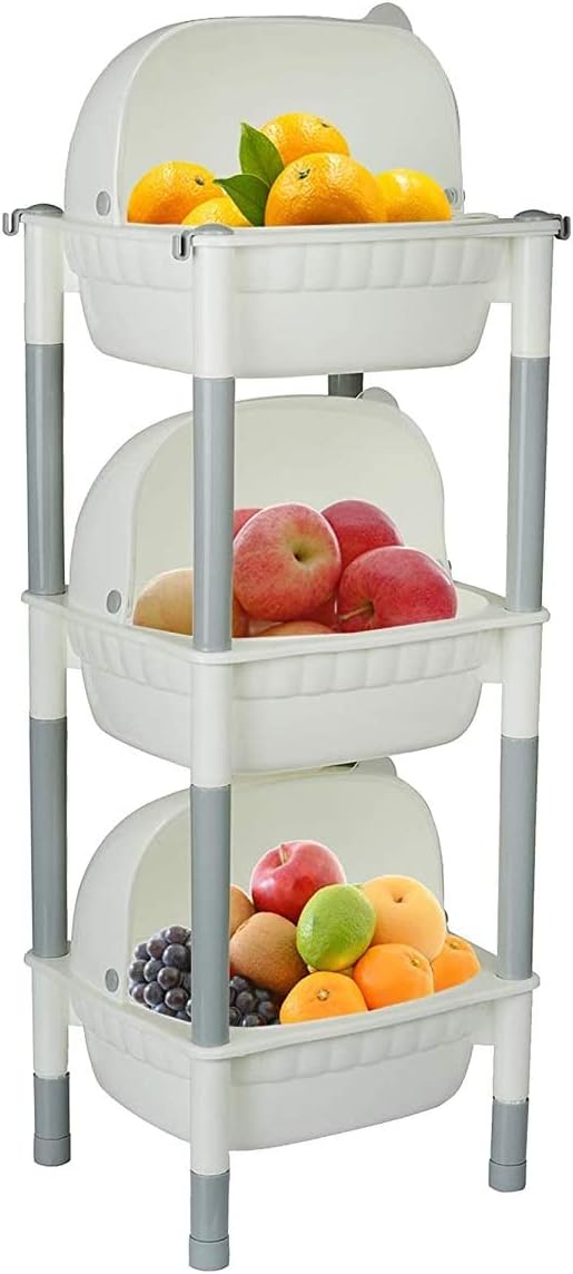 Storage Organizer, Multicolour, 3 Layer Rack With Lid, 32.5 cm x 28 cm x 103 cm