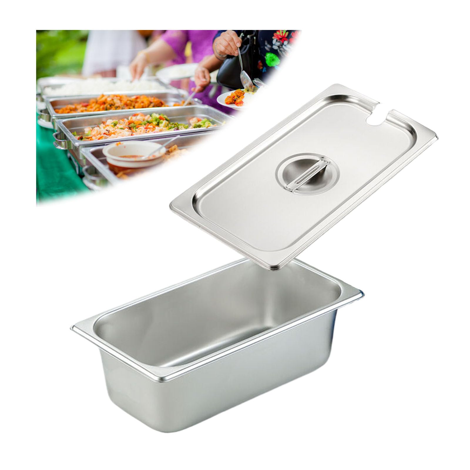 Apilable Recipiente Gastronorm,Contenedor GN Rectángulo,Sartenes Profundas De Hotel Bandeja De Acero Inoxidable,1/3（32.5 * 17.5cm）,10cm