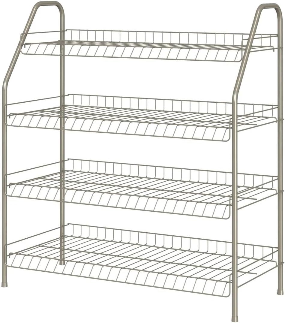 for 4-Tier Shoe Rack Organizer, Shoe Rack, Organizer, Nickel Finish, Easy to Assemble, Holds 12 Pairs