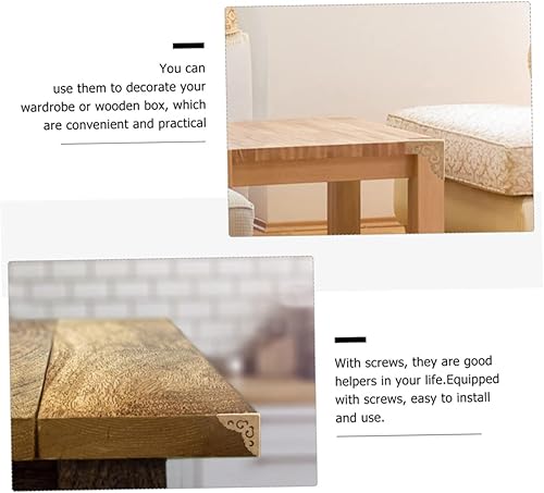 Miniatura 9 de Funiture - Juego de 4 piezas de guardia de esquina de cobre decorativo de metal retro triangular, caja de guardia de recortes, esquina retro,