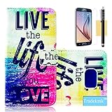 S6 Edge Case, S6 Edge Flip Case, Tradekmk(TM) Brand New Special Slim PU Leather Wallet Stand Protector Case Cover[Colored Drawing Pattern] For Samsung Galaxy S6 Edge [+Stylus+Screen Protector+Cleaning Cloth]-(Series-RE)