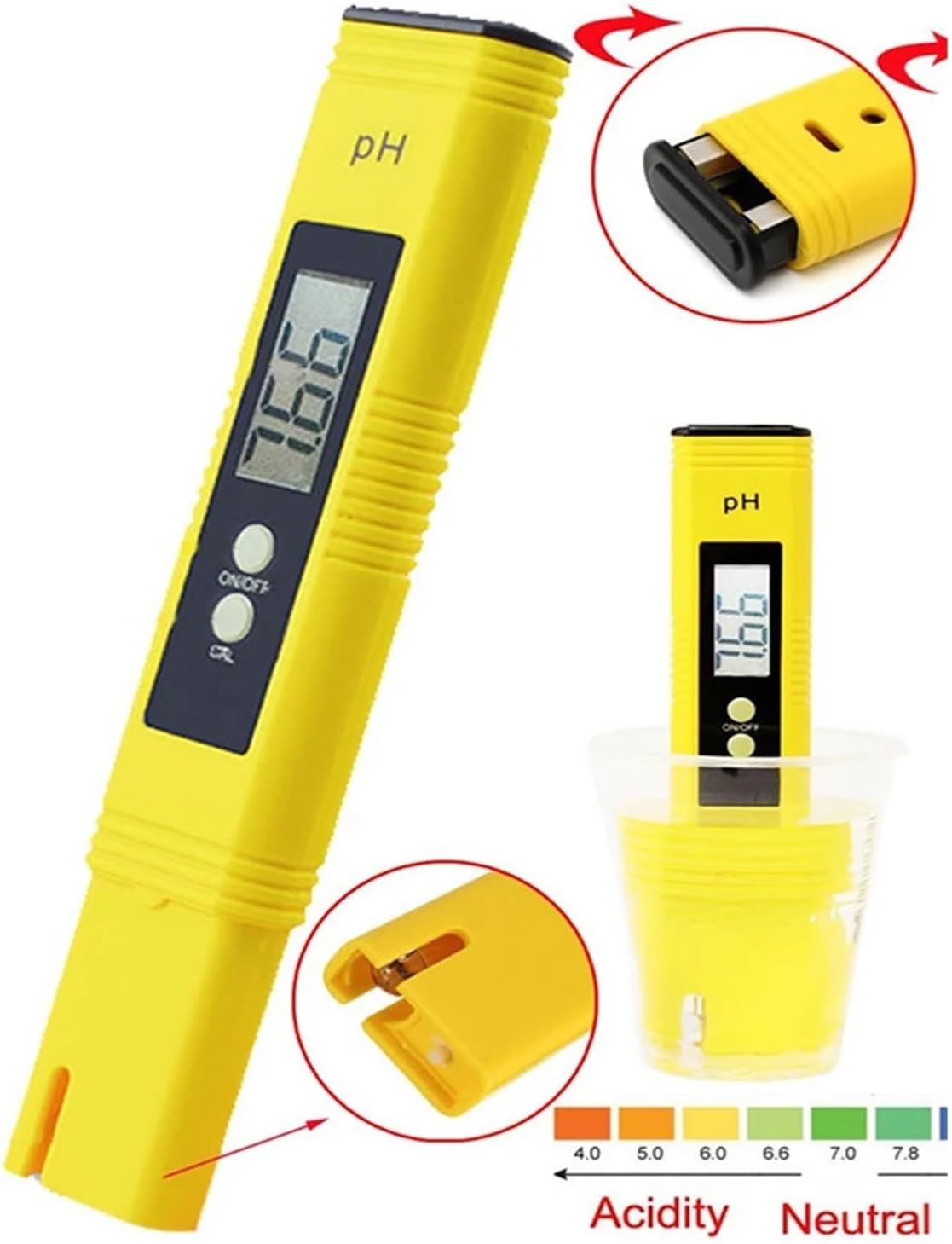 PH Value Water Quality Test Pen Portable Acidity Measuring Meter Waterproof Multi-Function Practical for Aquarium Pool