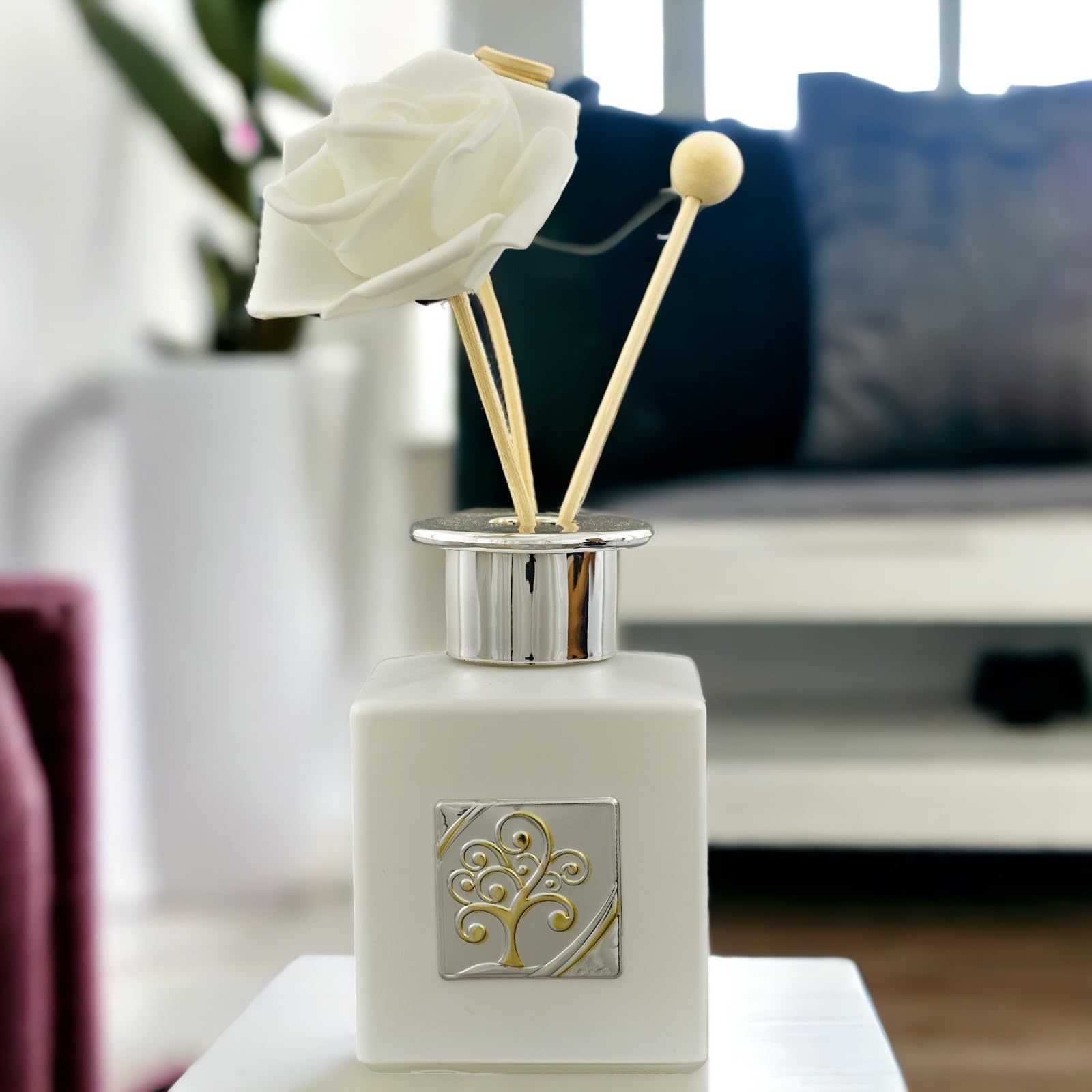 Doni Bomboniere Battesimo 4PZ Profumatore Ambiente con Tappo Argento Idea Regalo Candele Comunione Cresima Matrimonio Anniversario Oggettistica Partecipazioni Utili 50° 25° Idee Originali Economiche