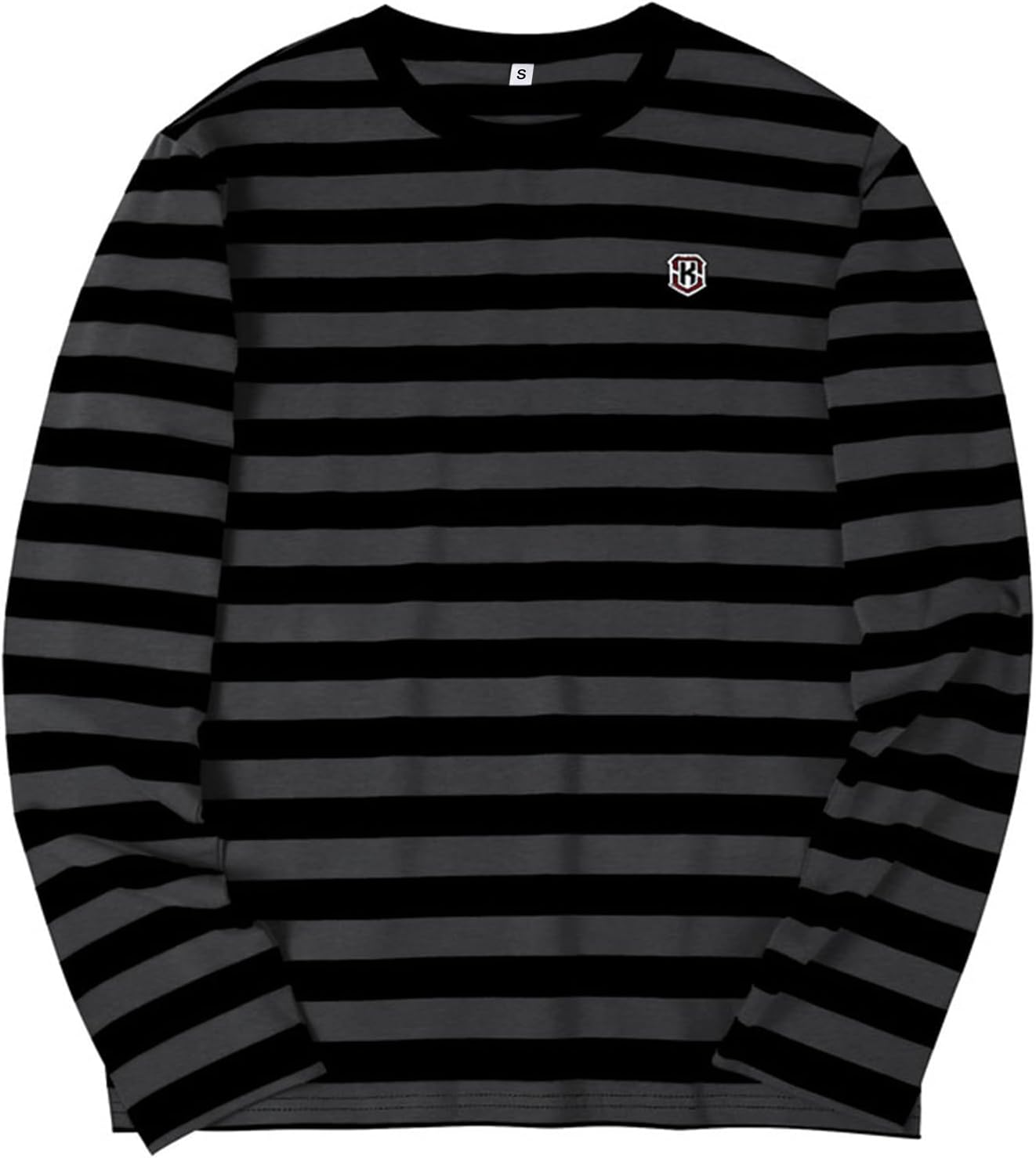 KESIHAN Men's Casual Striped Shirts Crewneck Long Sleeve Basic T-Shirt Basic Daily Work Stripe Tee Tops