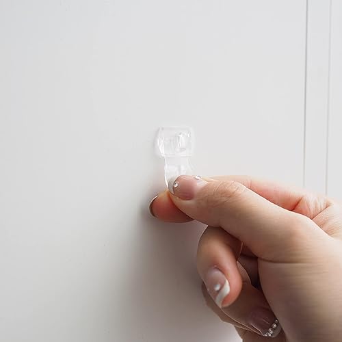 Miniatura 4 de 240 mini clips + 300 tiras, mini clips de luz transparentes para interiores con tiras adhesivas, mini ganchos de pared sin daños para colgar, clips