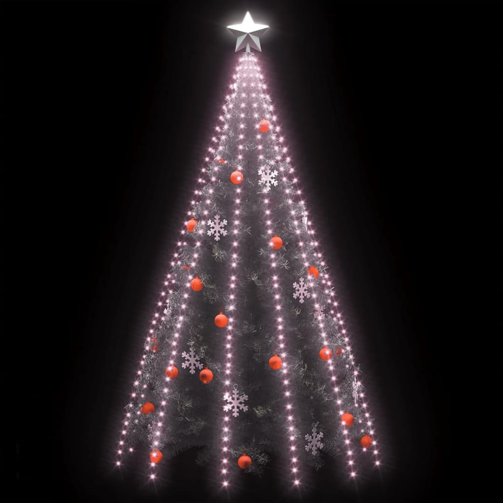 IKAYAA Lichterkette Weihnachtsbaum mit Ring und 10 Girlanden, 500 LED Lichterkette Weihnachtsbaum Außen, Christbaumbeleuchtung Innen, Weihnachtsbaum Lichterkette für 500cm Tannenbaum Warmweiß