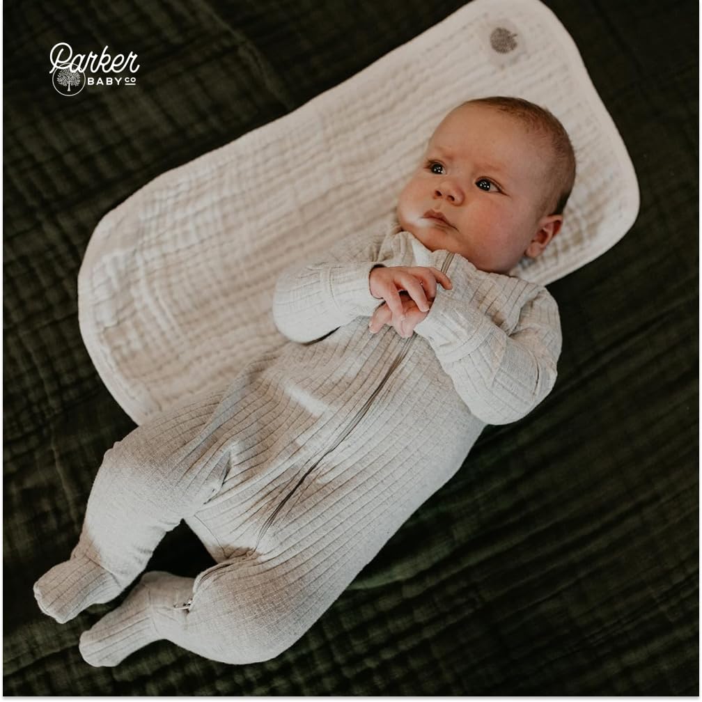Parker - Paños de muselina de algodón para bebé, paquete de 4 unidades, ropa grande de algodón para eructos para niños, niñas, unisex (blanco)