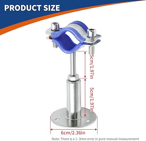 Miniatura 6 de Paquete de 2 abrazaderas de soporte de tubo de montaje en pared de 1 pulgada, colgador de anillo dividido de acero inoxidable ajustable, soporte de