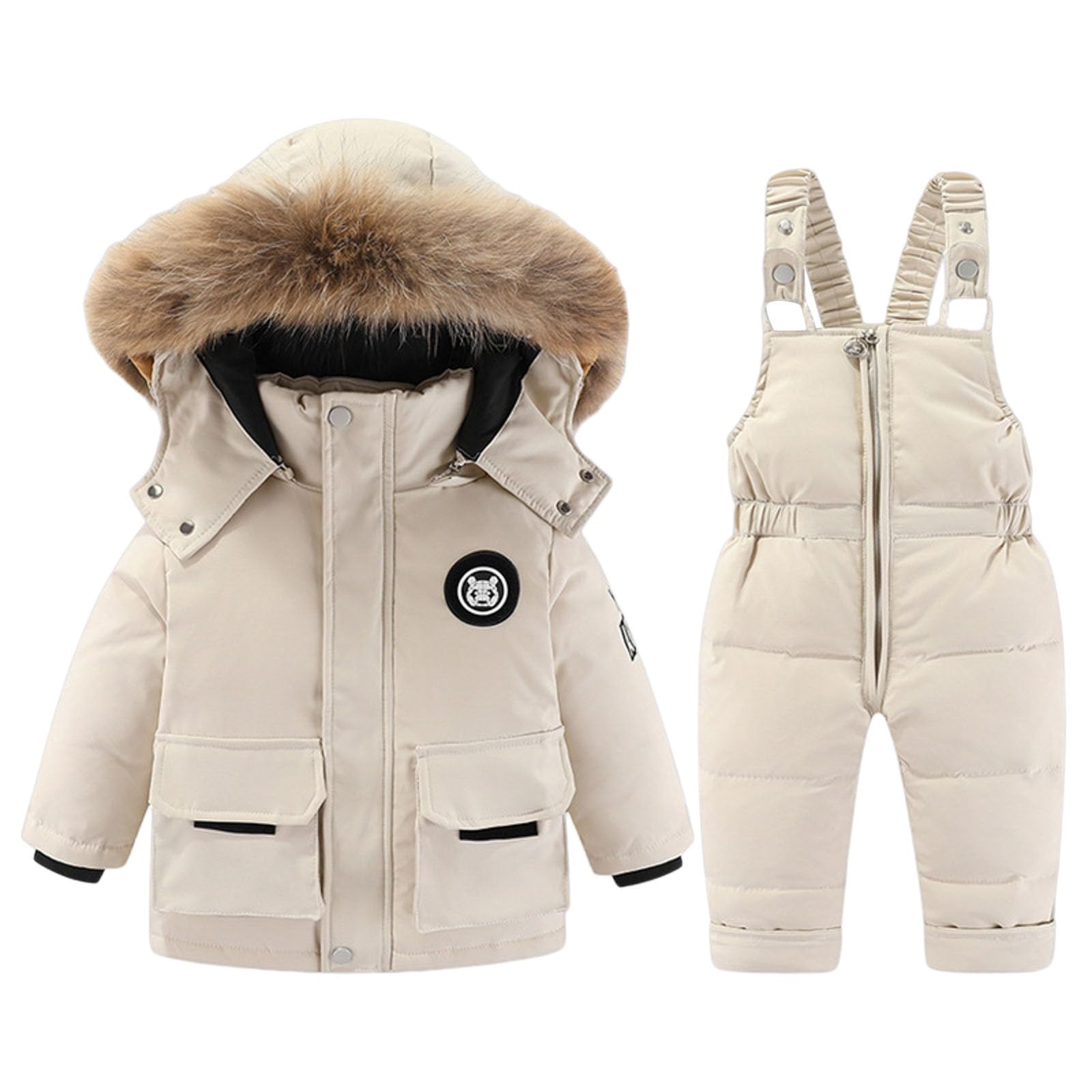 Generisch 2026 Traje de Nieve Invierno Niñas Aislado Acolchado Dos Piezas Traje Térmico con Mono Clima Frío