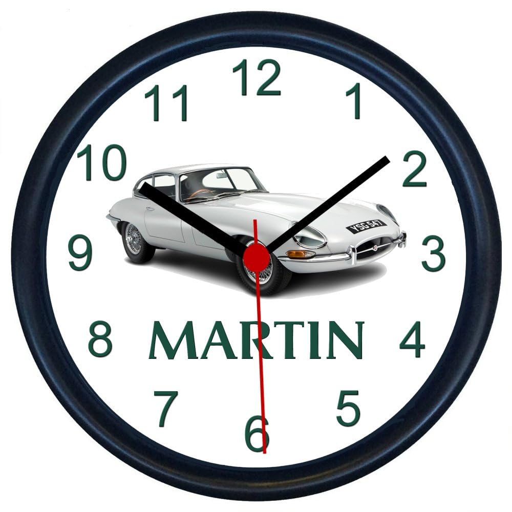 Key Expressions Black Personalised Classic Car Wall Clock For Jaguar E Type Enthusiasts