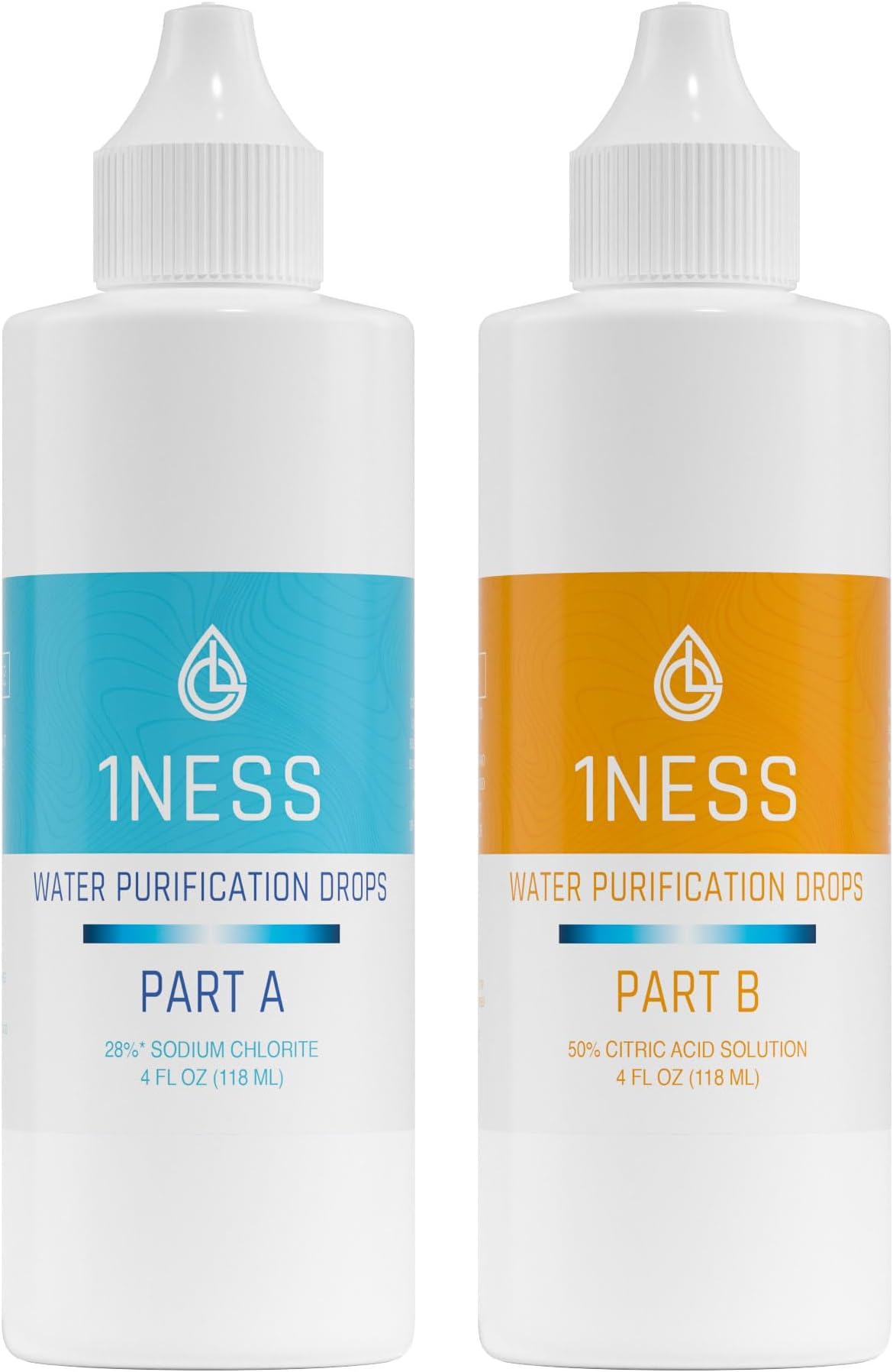 1ness Chlorine Dioxide Kit | 2 Part Liquid Classic 4oz Set | Citric Acid 50% : Sodium Solution 28%